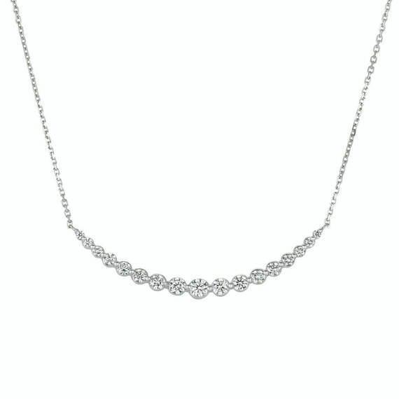 Carat Natural Diamond Necklace 14K White Gold G SI 18 Inches