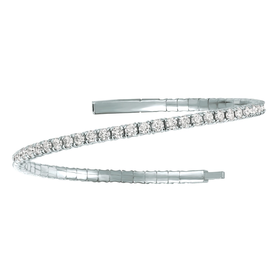 6.5'' 1.00 Carat Natural Diamond Flexible Bracelet Bangle
