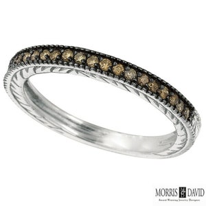 0.31 Carat Champagne Diamond Ring Band 14K White Gold