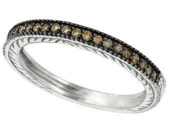 0.31 Carat Champagne Diamond Ring Band 14K White Gold