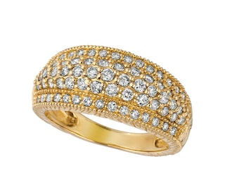 1.00 Carat Natural Diamond Pave Ring G SI 14K Yellow Gold