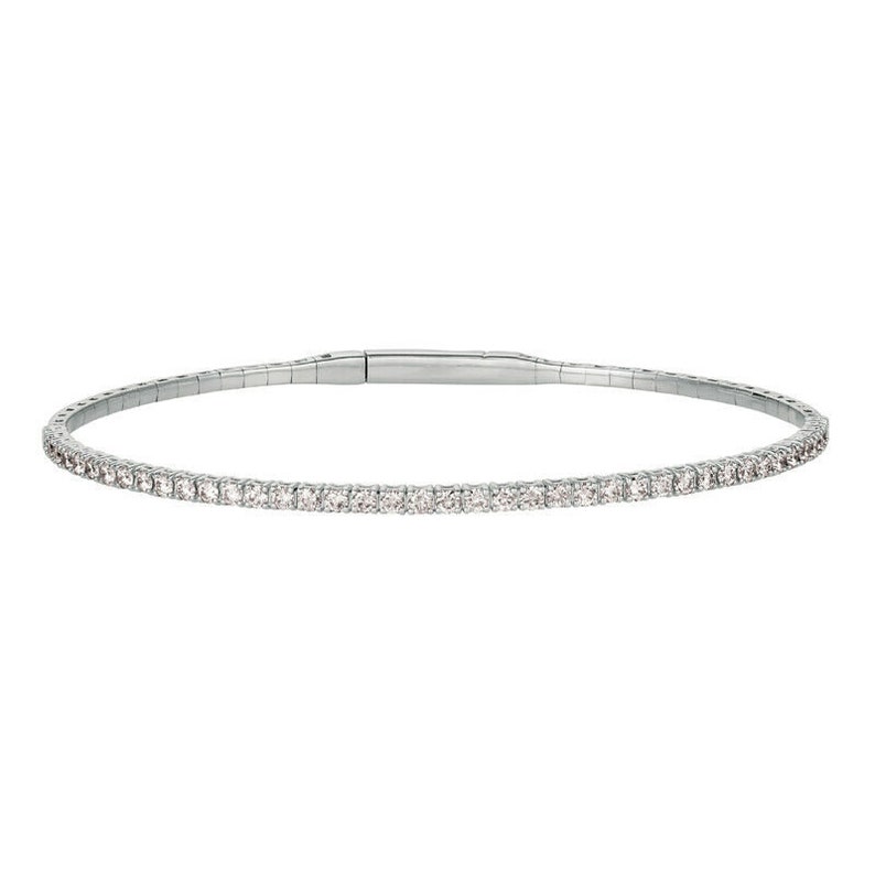 3.00 Carat Natural Diamond Flexible Bangle Bracelet GH SI 14K Etsy