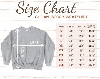 gildan 1800 size chart