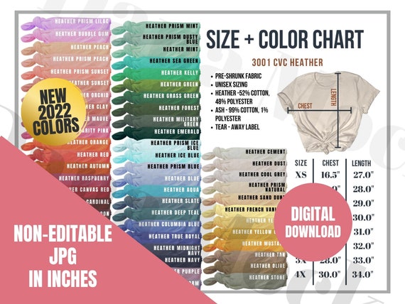 bella 3001cvc size chart