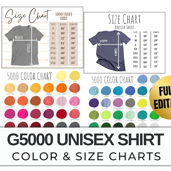 How Many T-shirt Colors Do We Offer Sticker Mule Printify Color Chart Gildan - Etsy