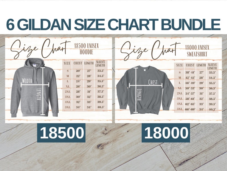 Gildan Size Chart Bundle for G2000 G5000 G18000 G18500 Etsy