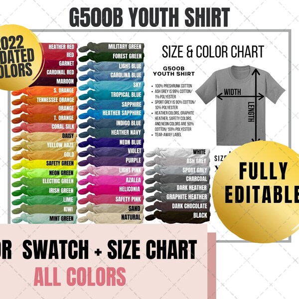Gildan G500b Color Chart - Etsy UK