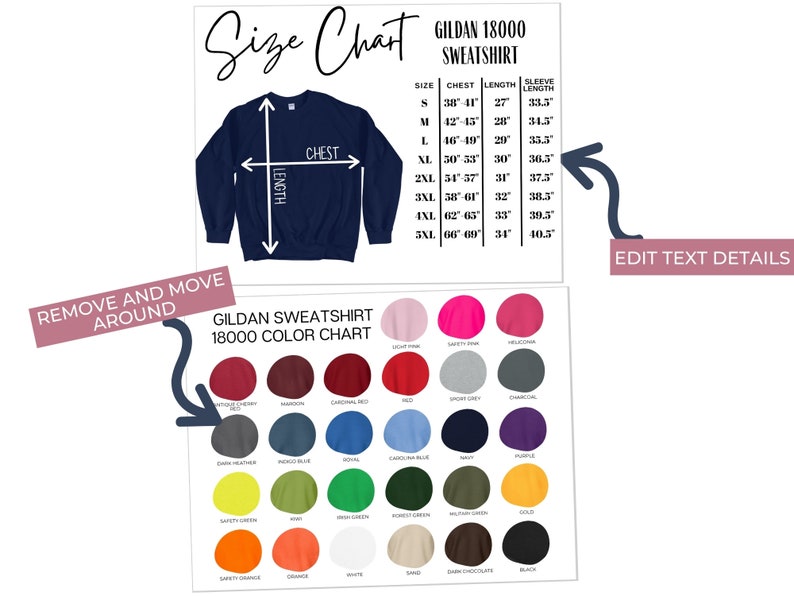 gildan crewneck sweatshirt color chart