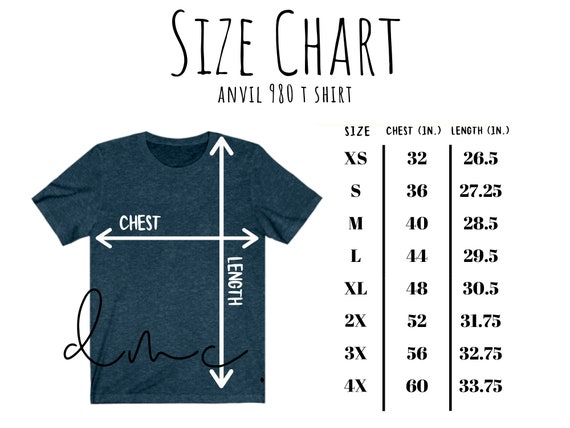 Download Anvil 980 Shirt Size Chart Template For Etsy Shopify Ebay Etsy