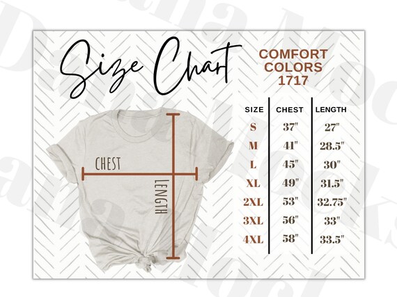 Comfort Colors T Shirt Size Chart