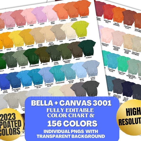 Editable Bella Canvas Shirt Color Chart - Etsy