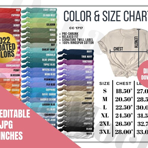 Gildan Sweatshirt Color and Size Chart Digital Download File - Etsy