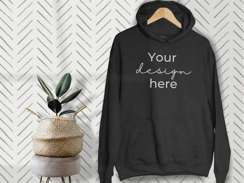 Download Unisex Black Hoodie Hanging Mockup Mockup for Pullover ...