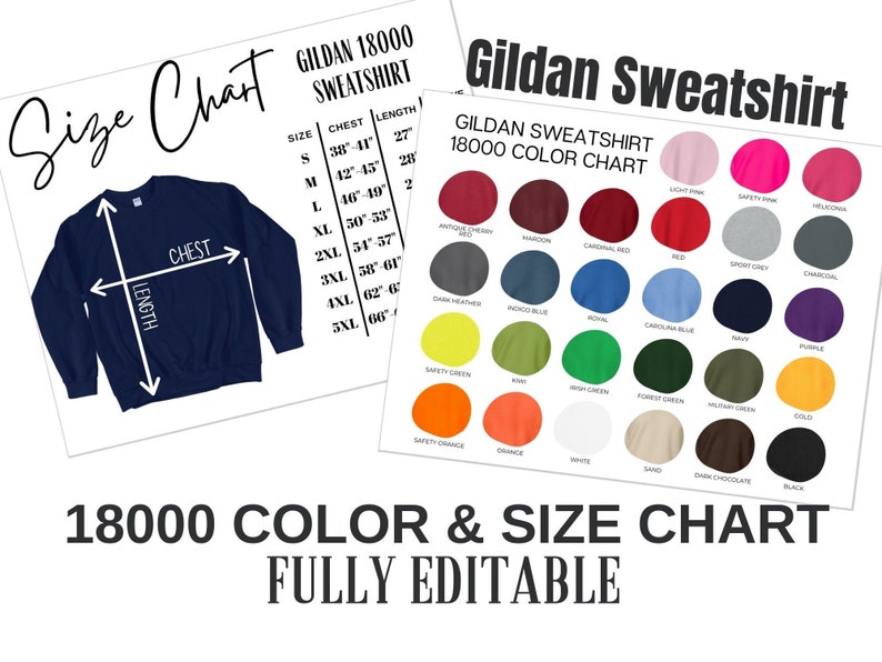 gildan crewneck sweatshirt color chart