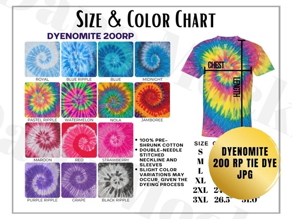 Dyenomite 200 Ripple RP Size and Color Chart Dyenomite - Etsy