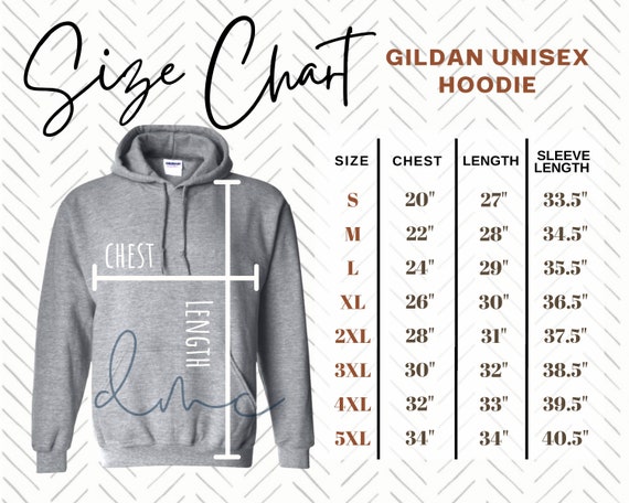 unisex gildan size chart