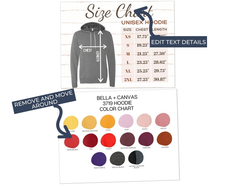 bella canvas sweatshirt size chart