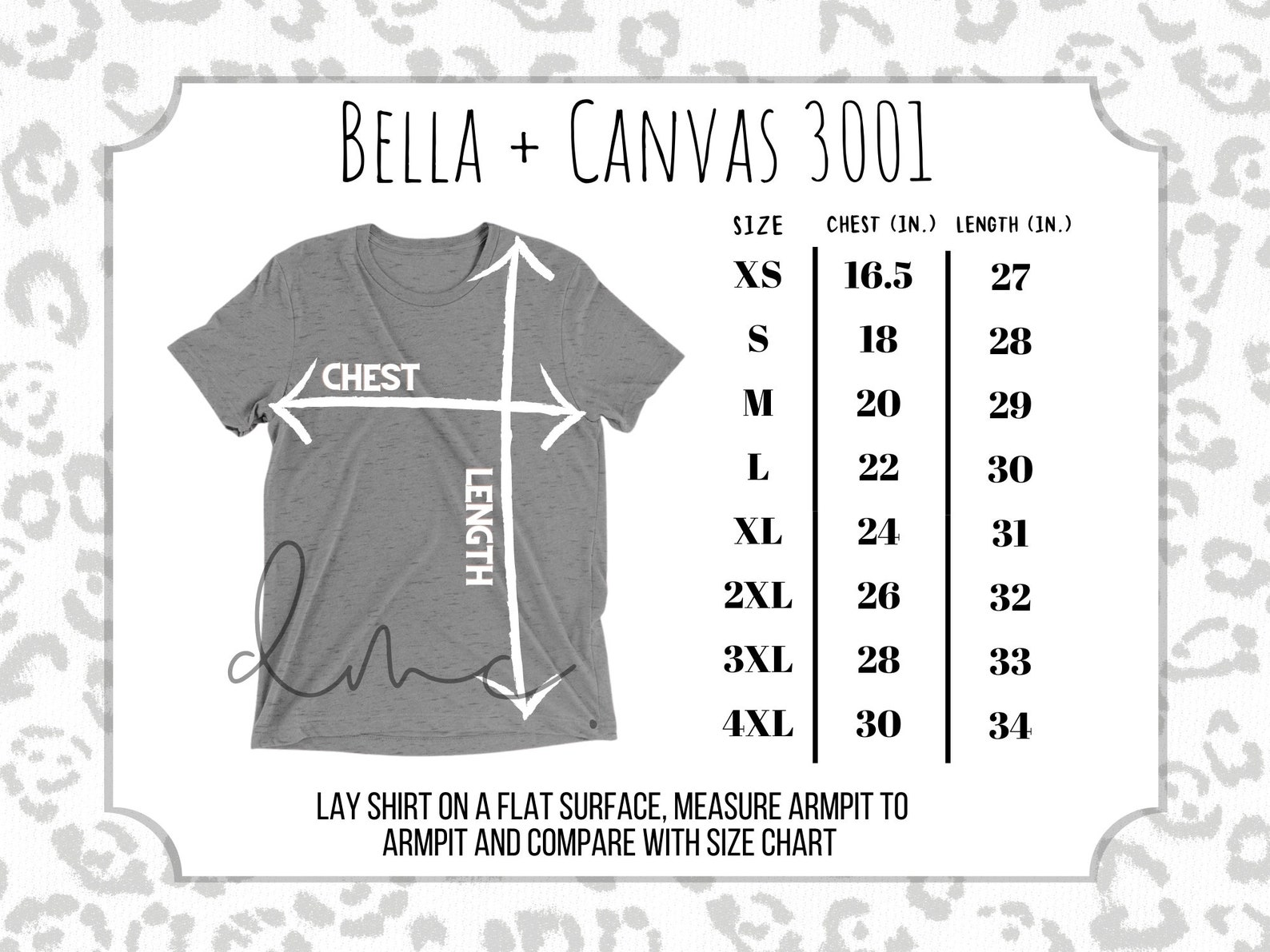 bella canvas shirt sizing