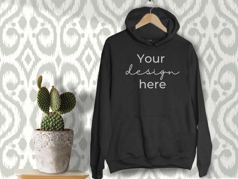 Download Gildan Mockup for 18500 Black Hoodie Cactus Mockup for ...