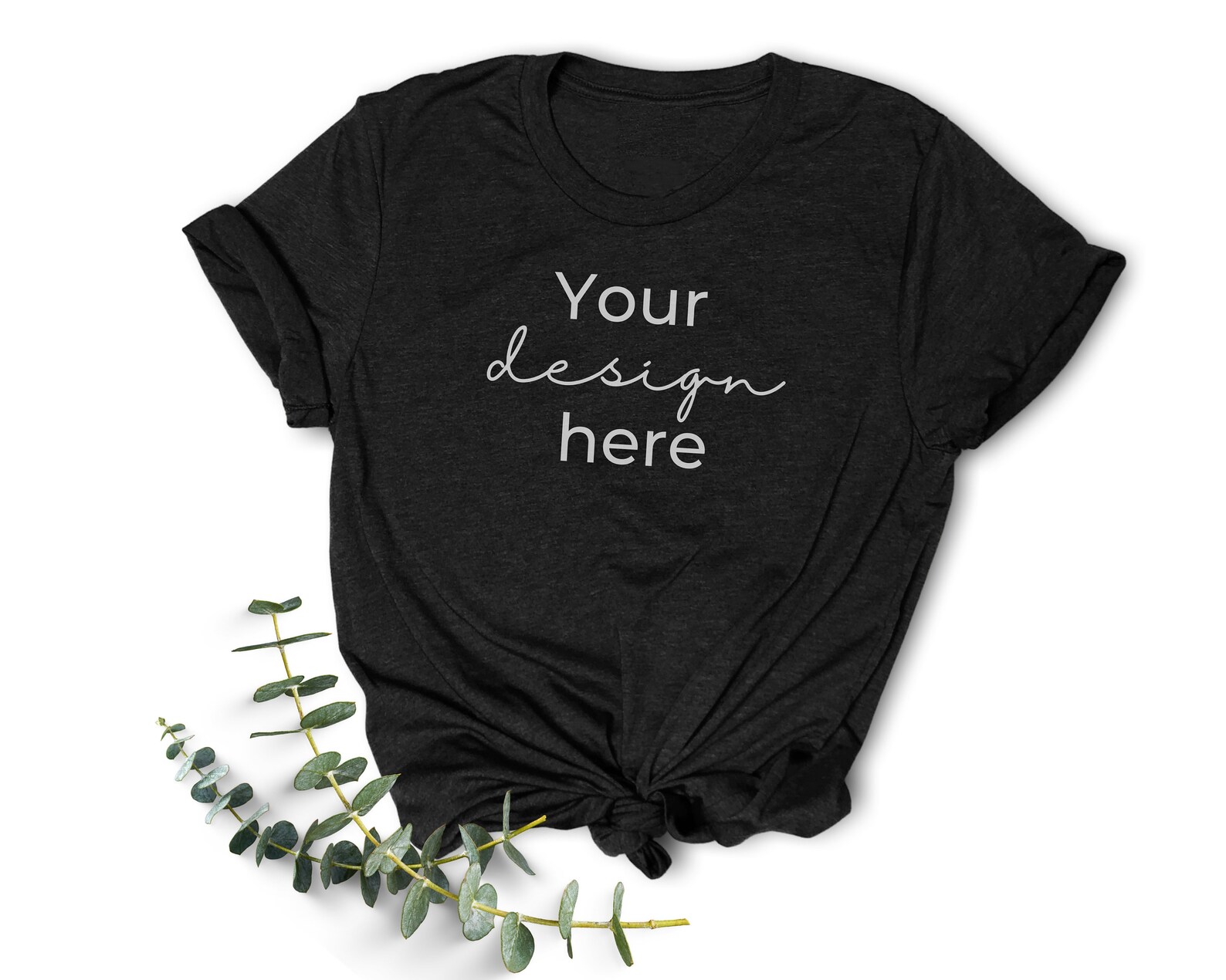 black t shirt flat lay