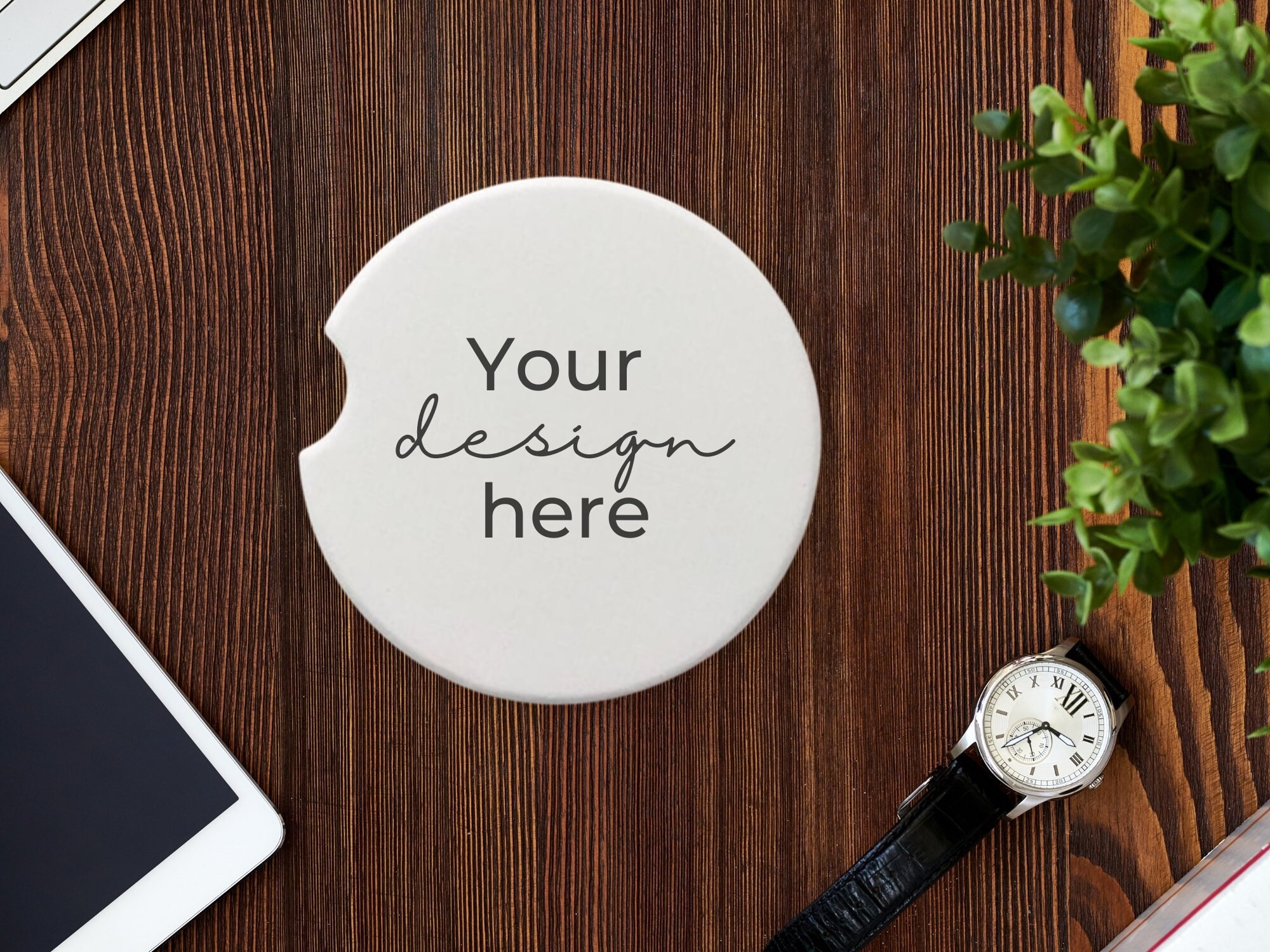 Download Cup Holder Coaster Mockup Sandstone Blank Coaster Mockup Car | Etsy