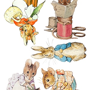 Gorgeous Peter Rabbit and friends vinyl decals stickers Digitally cut ( no white edges ) - just peel and stick ( pack of 5 images )