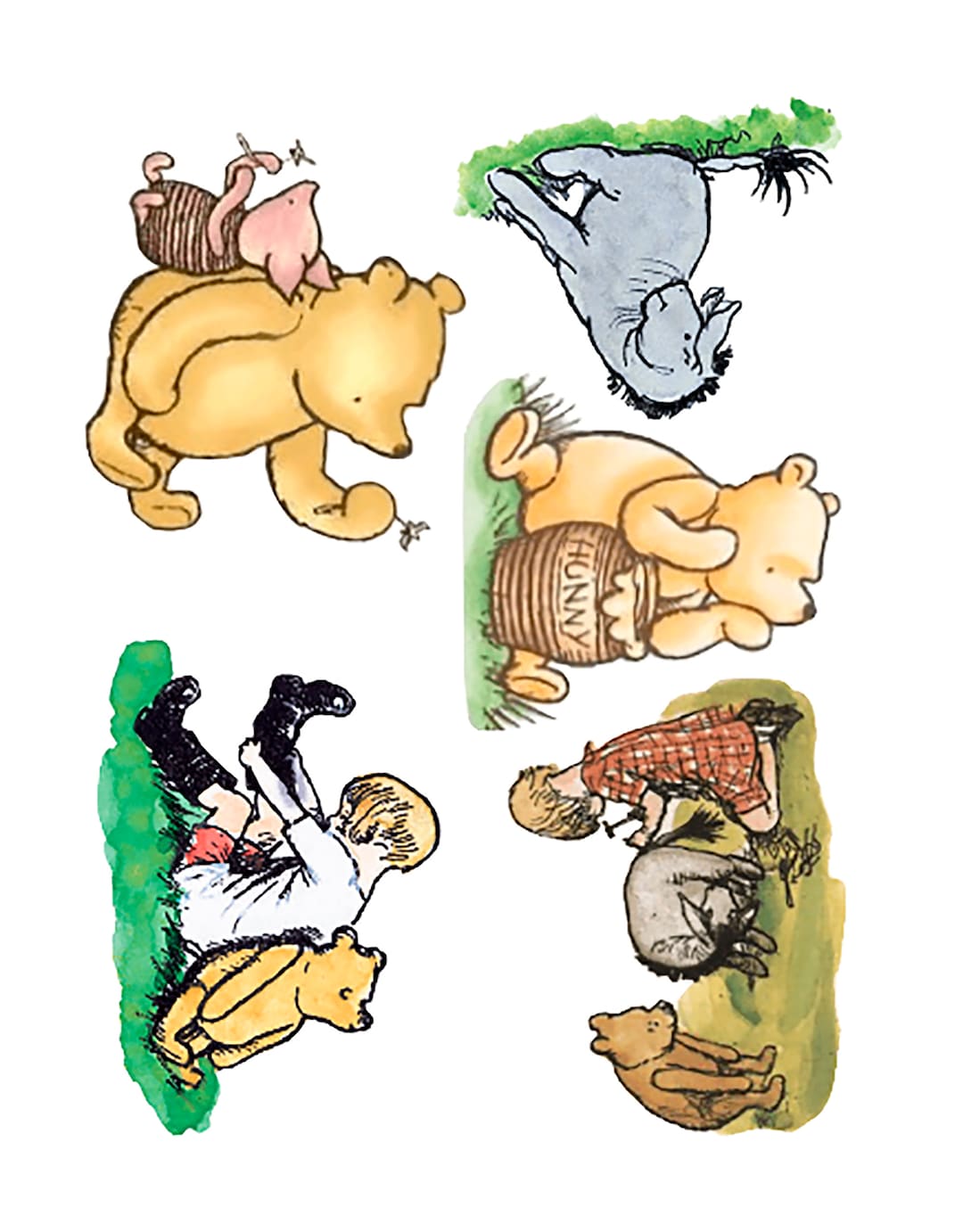 Lovely Classic Winnie the Pooh Vinyl Decal Stickers Pack of 5 . Digitally Cut No White Edges