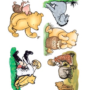 Lovely classic Winnie the Pooh vinyl decal stickers ( pack of 5 ). Digitally cut ( no white edges ) - just peel and stick  3 - 4"