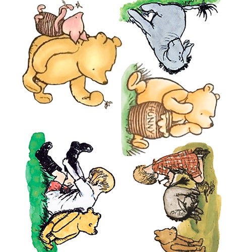 Lovely classic Winnie the Pooh vinyl decal stickers ( pack of 5 ). Digitally cut ( no white edges ) - just peel and stick  3 - 4"