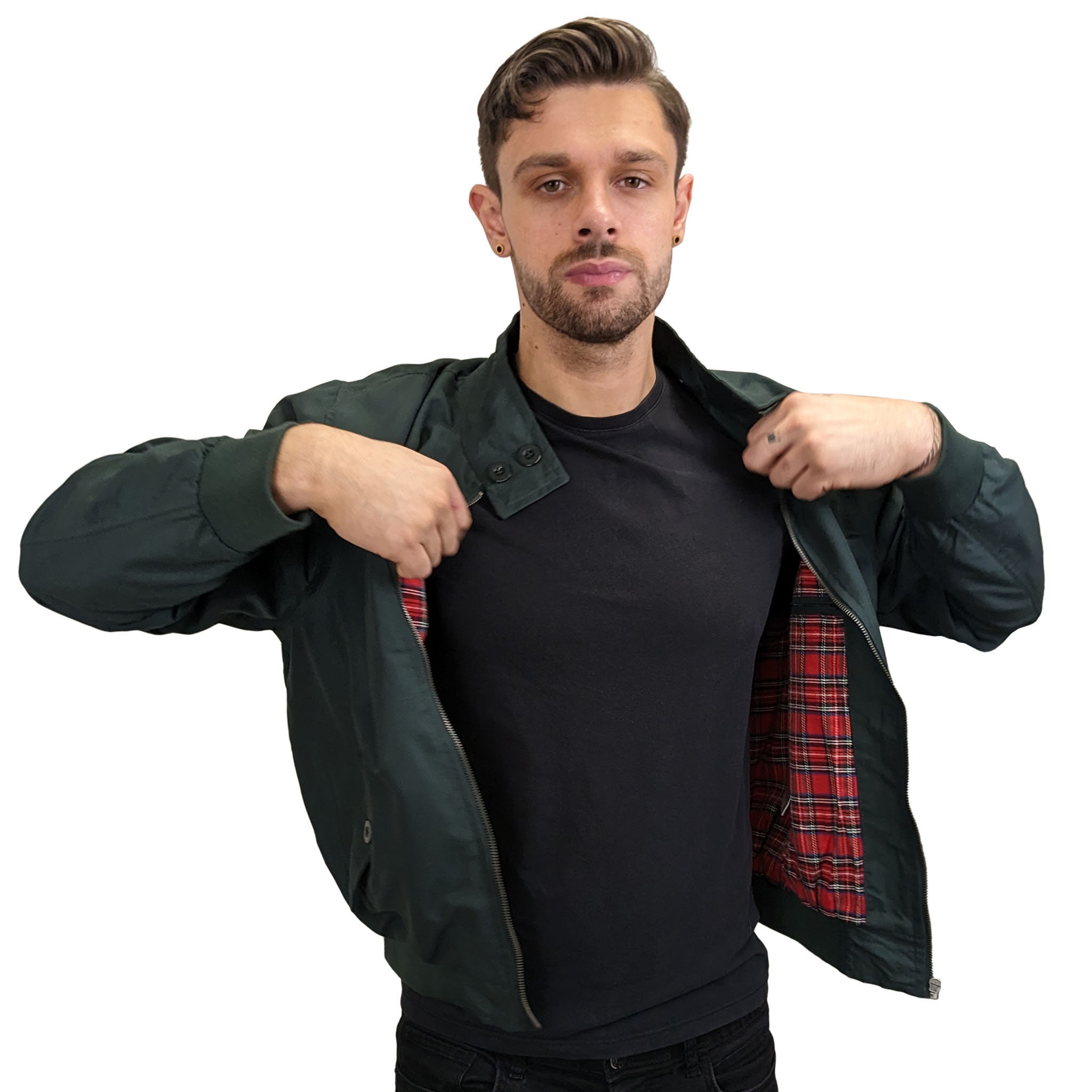 Mens Classic Location Harrington Black Indie Jacket Grey Norway Plus Bomber Etsy Men - Tartan S-5XL New Lining Lightweight Coat Navy Burg Indie Size Mod