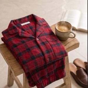 Conjunto de pijama de franela para hombre: ropa de estar por casa cálida de algodón cepillado. imagen 19