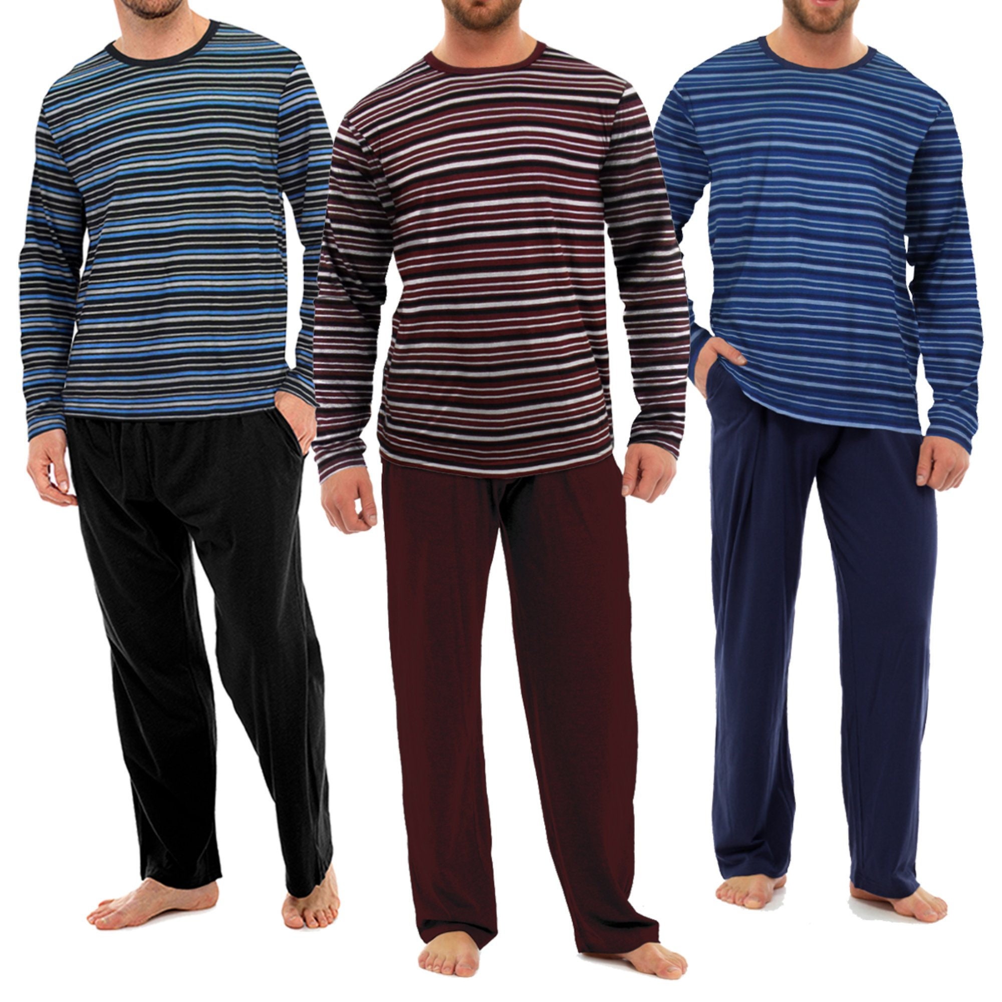 Mens Pyjama Set Stripe Pjs Sizes S 4xl Corban Design By Location Clothing 100 Cotton Yarn Dyed