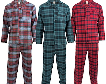 Mens Pyjamas Cotton Flannel / Brush Cotton PJ Pyjama Set Sizes S-4XL Luxury Menswear Nightwear Loungewear Warm Soft Buttoned shirt Nightsuit