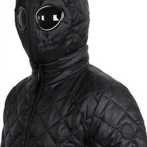 Men&#39;s Quilted Jacket: Detachable Goggle Hood, Windproof Coat