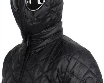 Mens Quilted Jacket Transform /Hooded Warm Winter Removeable Goggle/ Coat by Location/ Detachable Hood / 2in1 Lightweight