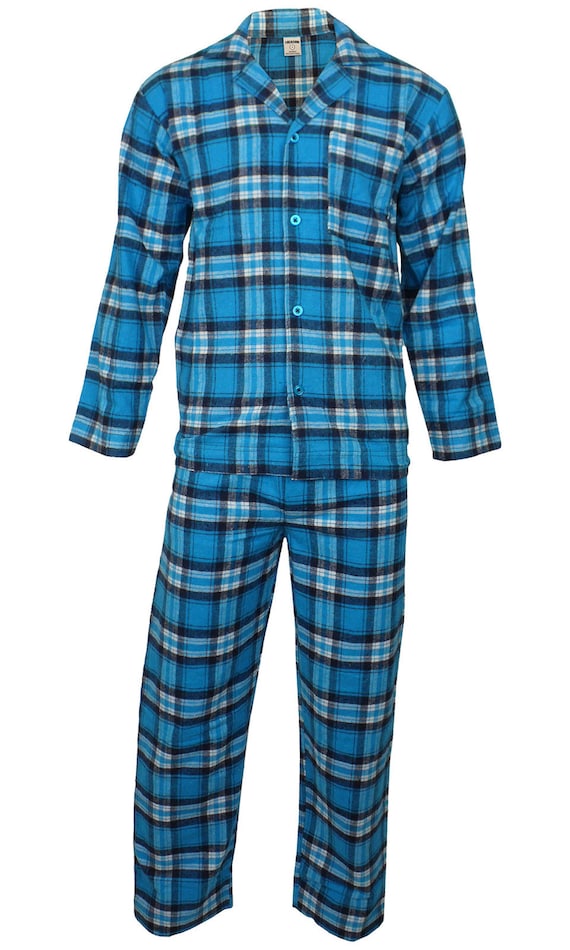 Blue Check Mens Cotton Flannel/brush Cotton PJ Pyjama Set Pj's Pyjamas PJ  Sizes S-4XL newmont Brushed Cotton Traditional Style Pjs -  Canada