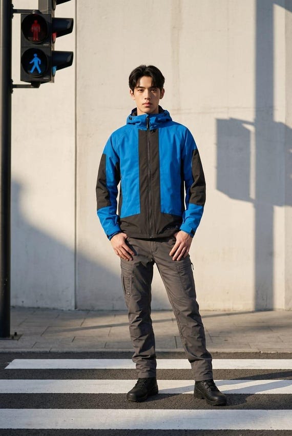 Mens Goggle Rain Hooded Jacket Technical Waterproof Coat by