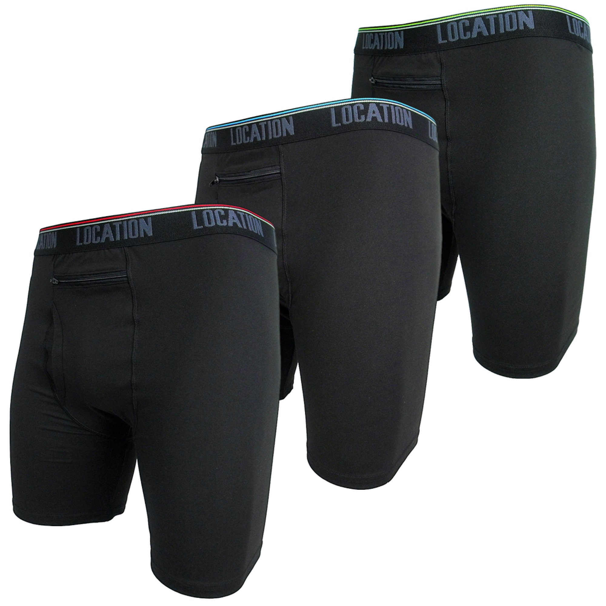 Mens Longer Leg Boxers Underwear Challenger3 & 1 3 Pack Stash Pocket Zipped  Front Pocket Anti Chafing Stretch Cotton Feel Comfort Sport 