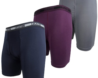 Men's Long Leg Boxer Briefs: 3-Pack Sports Underwear Set Prevents Chafing