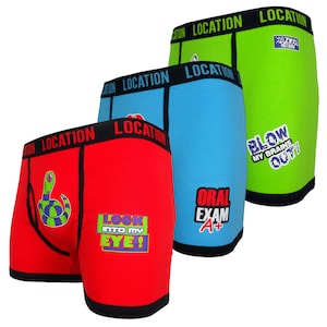 Men&#39;s Novelty Boxer Shorts: Cotton Stretch Trunks, Cheeky Underwear - 3 Pack