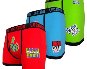 Men's Novelty Boxer Shorts: Cotton Stretch Trunks, Cheeky