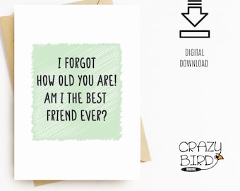 Funny Printable Birthday Card for Friend Male-Birthday Card for Best Friend-Downloadable