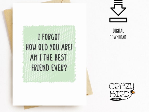 Funny Printable Birthday Card for Friend Male-Birthday Card | Etsy