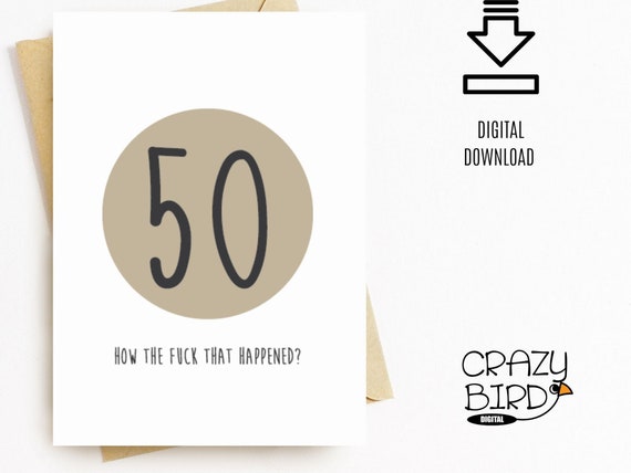 50th birthday card funny-Printable 50th birthday card for | Etsy