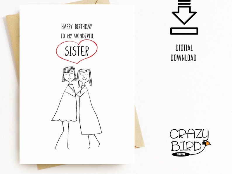 Sister Birthday Card Printable-sister Birthday Gift From Sister-happy ...