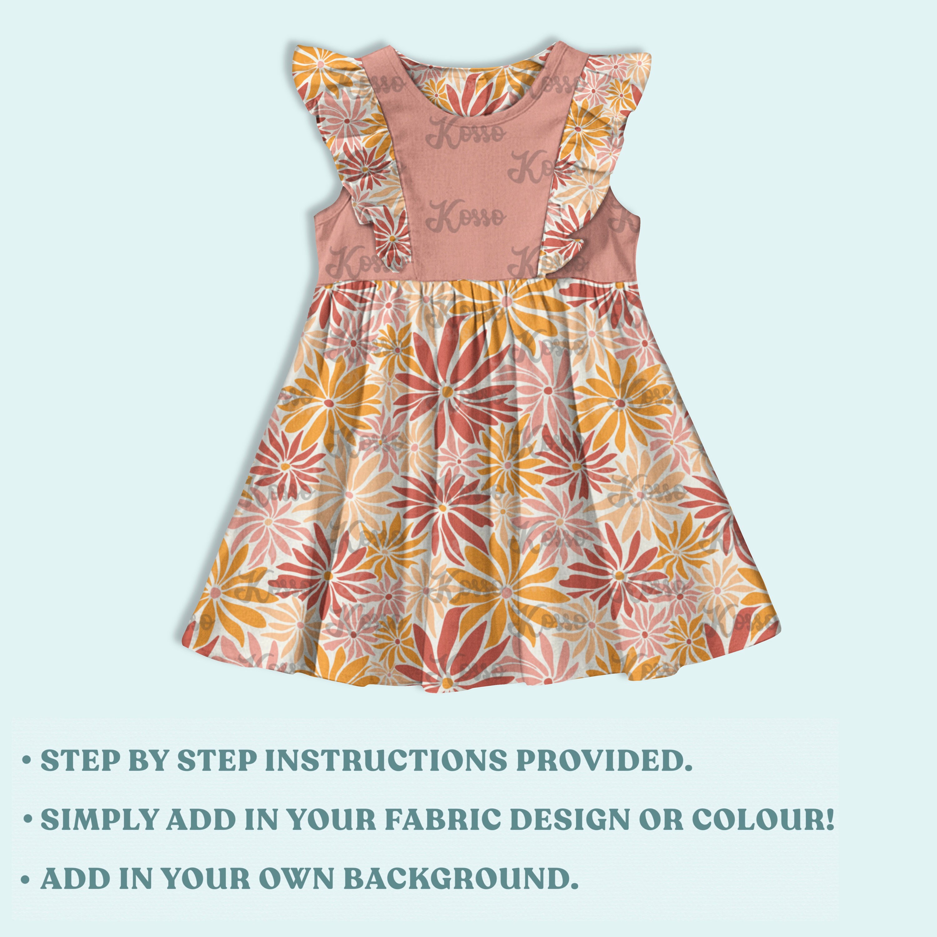 Realistic Frill Dress Mock up - Procreate and Photoshop Customisable ...