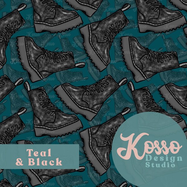 Teal Boots Seamless Design - Digital Surface Pattern For Printing - Design For Clothing Fabric Printing