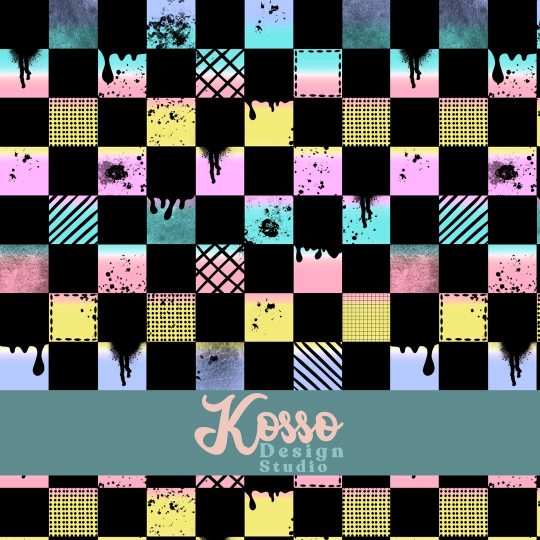 Rainbow Punk Check Seamless Design - Digital Surface Pattern for ...