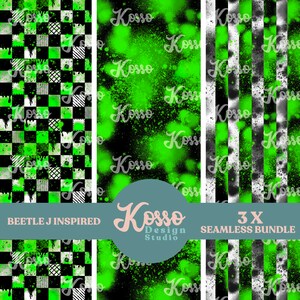 Beetle J inspired Alternative Seamless Design Bundle - X 3 Digital Surface Patterns For Printing - Design For Clothing Fabric Printing