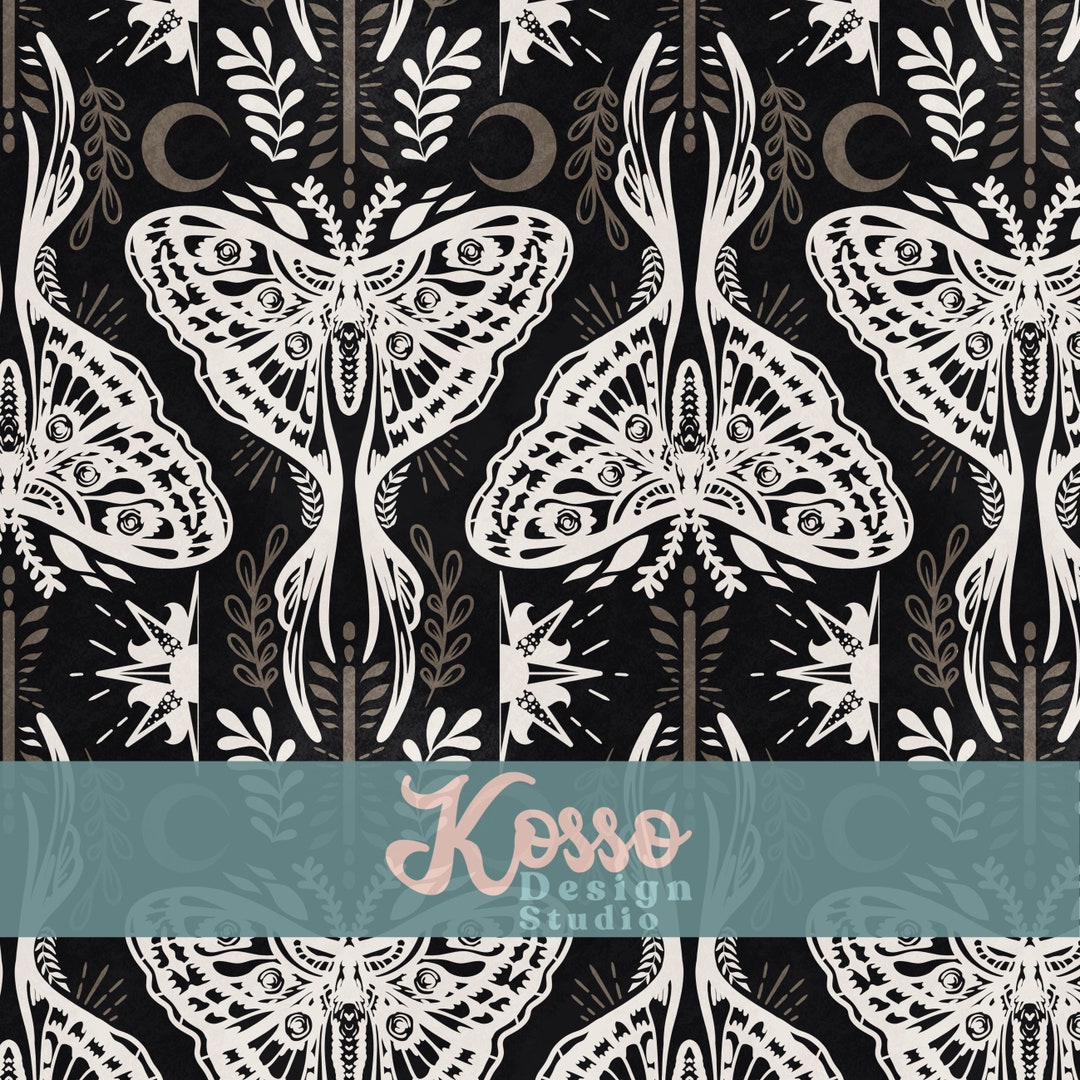 Celestial Moon Moth Seamless Design - Digital Surface Pattern for ...